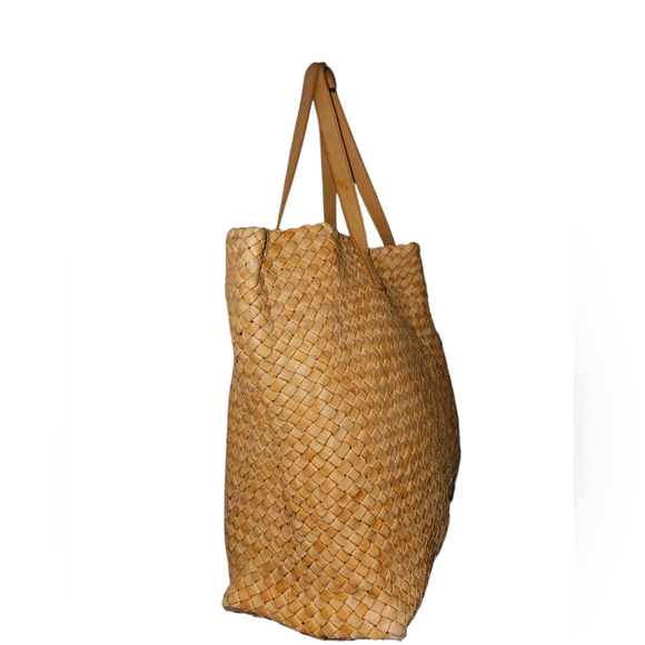 Massimo Palomba Tan Basket Weave Italian Leather Wide Tote - Picture 4 of 15